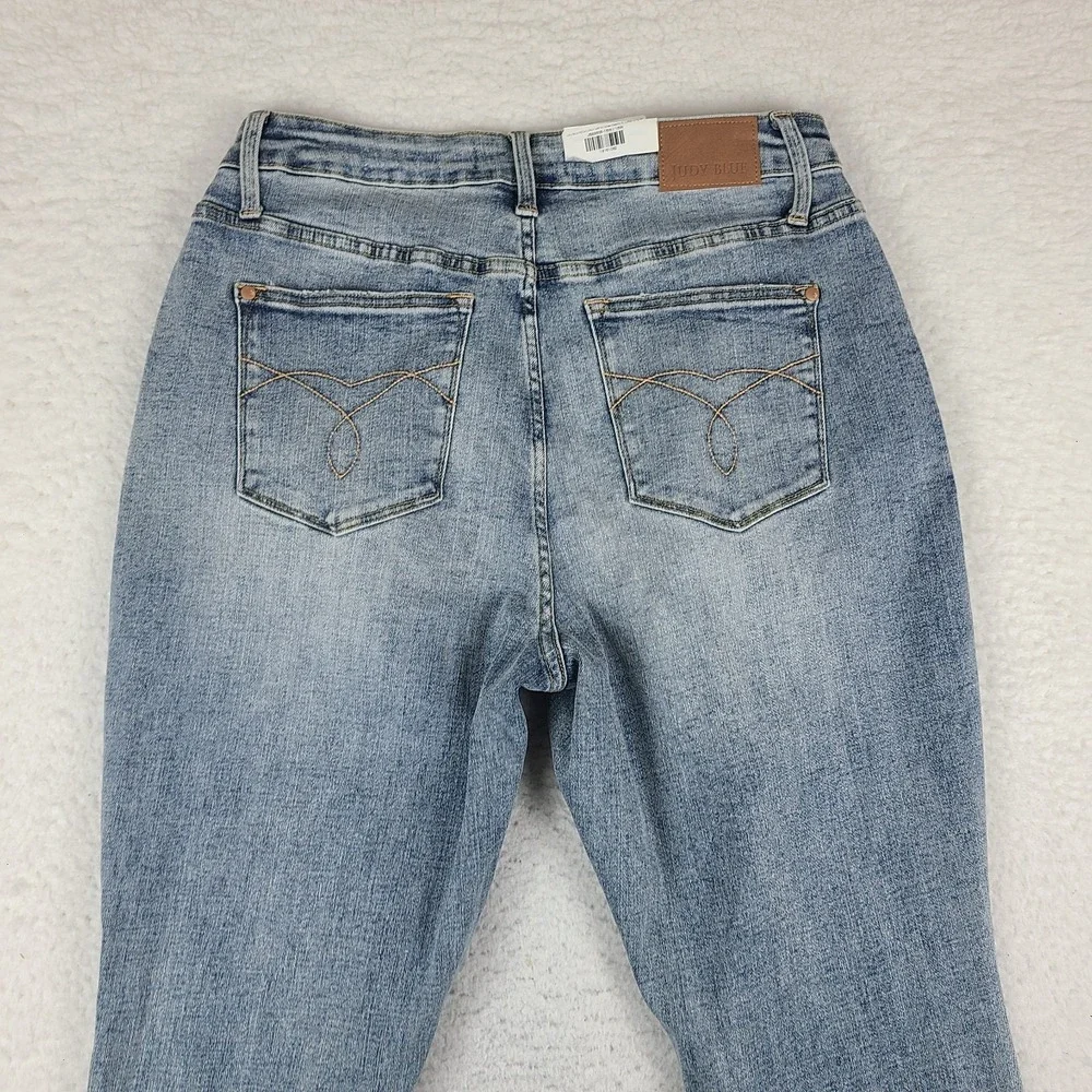 Judy Blue Jeans Womens 16W Blue Boyfriend Fit Distress Light Wash JB88605 NEW